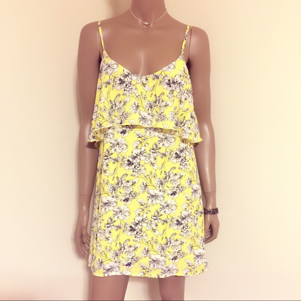 NWT LF Passion Fusion overlay Lemon floral Dress